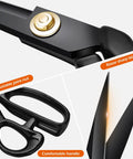 Close-up of Heavy Duty 8 Inch Fabric Scissors For Thick Materials And Leather showing blade, handle, and joint features