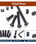 Stainless Steel Crib Hardware Replacement Kit With 76 Pieces Including Baby Bed Frame Bolts And Barrel Nuts For Delta Graco Dream Cribs M6x20 30 40 50 60 70 80mm Hex Drive Socket Cap Screws Dad And Mom Approved Durable, showing screws, barrel nuts, and wrench.
