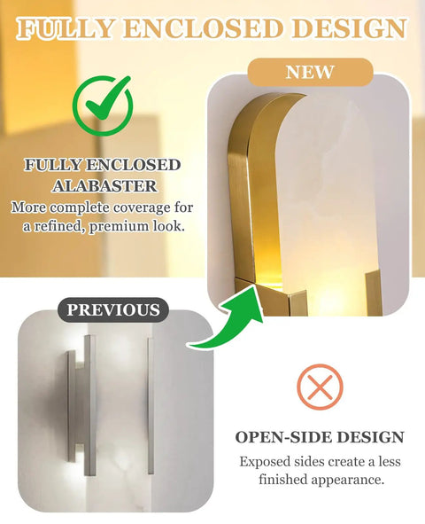 Natural Spanish Alabaster Wall Sconce, 19.7" High Marble Wall Sconces, G9, showcasing fully enclosed alabaster design.