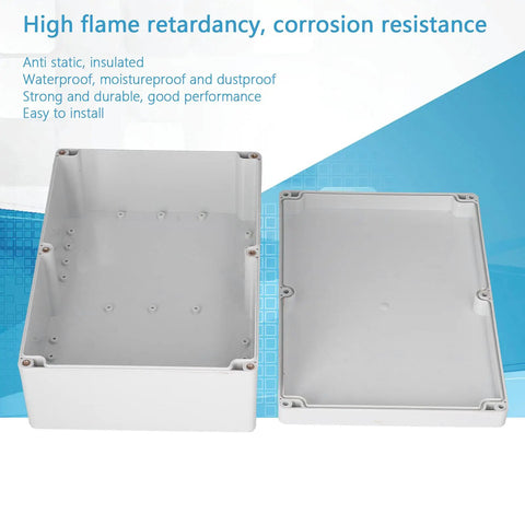 Built Tough ABS Plastic Power Junction Box Electrical Enclosure IP65 Rated Flame Retardant Insulated 263x185x95mm
