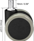 Premium Swivel Caster Wheels Pair Featuring Slick Two Inch Pu Twin Wheels And M10 Threaded Stem Mounting for utility trolleys.