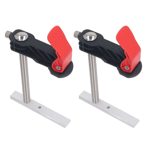 Two Pack Hold Down Clamp Set, Stainless Steel Quick Release Bench Dog Clamps For Woodworking, non-slip grip, side view