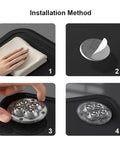 Installation method for Caster Wheels, Castor Wheels 4Pcs Casters Universal Wheel self-adhesive on furniture surfaces.