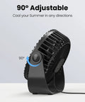 USB Desk Fan With 3 Speeds, Ultra Quiet Go-To Personal Table Fan, 5.5 Inch, 90 Degree Tilt Adjustment, Compact Black