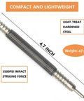 Heavy Duty Two Piece Spring Loaded Hammerless Center Punch Kit, 4.7 inches, heat-treated hardened steel, precise marking tool.