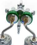 Heavy Duty Double Nozzle Paint Spray Gun With 1200 Rpm Pneumatic Feed And 1.3 Mm Tips showing dual nozzle design and stainless build.
