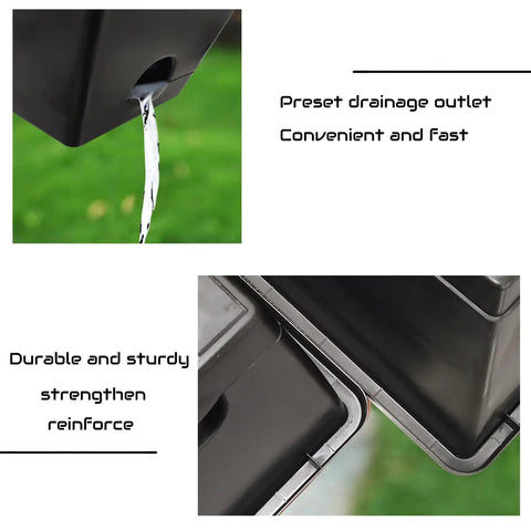 Close-up of Window Box Planter Set 10 Pack 17 Inch Rectangular Plastic Flower Boxes showing drainage outlet and durable design.