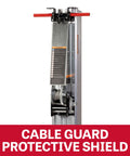 Close-up of the Material Lift Made For The Shop Floor Beast With 24 Ft Lift Height and 650 Lbs Capacity showing cable guard.