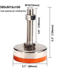 Heavy Duty 4 Pack Leveling Feet 3.9 Inch With PVC Antislip Base Pads And Carbon Steel Screws, Adjustable Height And Angle For Uneven Floors, Ideal For Mechanical Equipment, Assembly Lines, Shelves, And Work Tables. M16 leveling foot, 80mm base, 200kg load