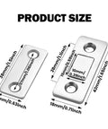 20 Pack Ultra Thin Magnetic Cabinet Door Catches With Double Sided Tape And Screws, showcasing size dimensions.
