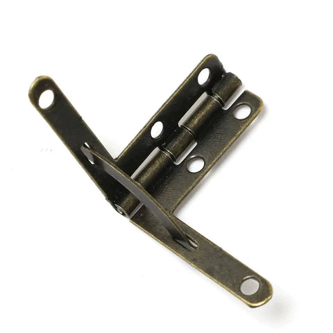 4 Pack Metal Wooden Box Hinges With 90 Degree Spring Action Angle Support DIY Furniture Hardware For Woodworking Projects Green Bronze Finish Includes Mounting Screws