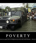Motivational Poster With Malcolm Fraser Quote On Indigenous Poverty And Social Disaster Premium Heavy Stock Print depicting a military vehicle in flood.
