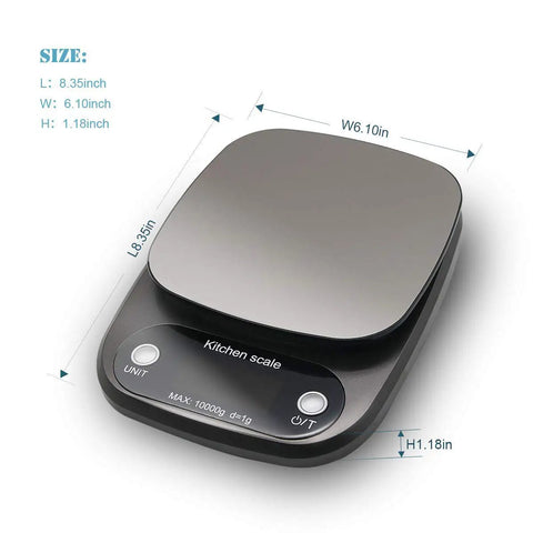 Pro 22Lb Digital Kitchen Scale For Meal Prep And Weight Loss, Reads Grams Ounces And ML With Stainless Steel Platform