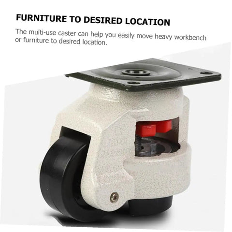 Four Pack Beefy Heavy Duty Swivel Workbench Leveling Casters With 60mm Flat Base Plate For Industrial Equipment Transport And Heavy Furniture Moving On Smooth Floors Ideal For Shop Garage And Warehouse Use, white caster close-up