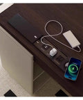 Top Shelf Standing Desk With Sleek Smoky Matte Paint Boss Ready Computer Workstation featuring USB hub and wireless charging.