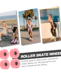 Group of skaters with 4 Pack Roller Skate Wheels With Bearings Double Row Outdoor Quad Skating Wheels Semi Jelly PU Material Replacement Parts