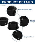 Three Quarter Inch Black Snap In Bushing Set For Wiring, Tubing And Cable Holes, Nylon Plastic Snap In Locking Grommets