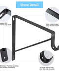 10 Pack Heavy Duty Closet Rod Bracket Set With 90 Degree Triangle Support, Matte Black Steel, rustproof, side hole design