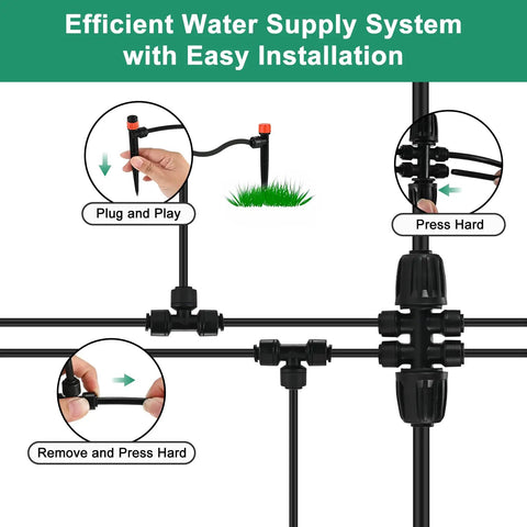 All In One Drip Irrigation Kit With 234 Feet Of One Quarter Inch Tubing 87 Quick Connectors And Drip Emitters for easy setup