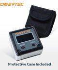 Rock Solid Digital Angle Gauge For Woodworking And Table Saws Handheld Protractor Level Box With Dead On Precision in protective case.