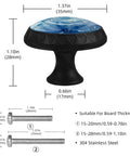 Marble Pattern Cabinet Knobs 4 Pack Round Single Hole Drawer Pulls For Kitchen Cupboards And Bedroom Drawers, 1.37" diameter, blue marble finish.