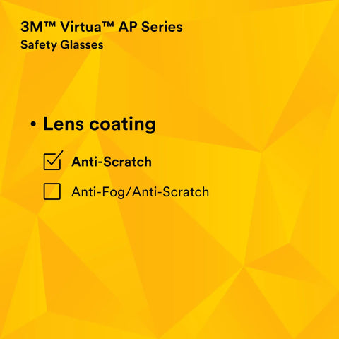 Virtua AP Safety Glasses with High Wrap Gray Lens Gray Frame Side Shields Lightweight, showing lens coating options