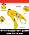 Adjustable LAN Cable Stripper And Cutter For Shielded And Unshielded Cat7a Cat6a Cat6 Cat5e with ergonomic grip and wire comb