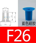 Heavy Duty Pneumatic Vacuum Suction Cup F26 for grabbing film plastic bags, blue color, industrial accessory, dimensional drawing.