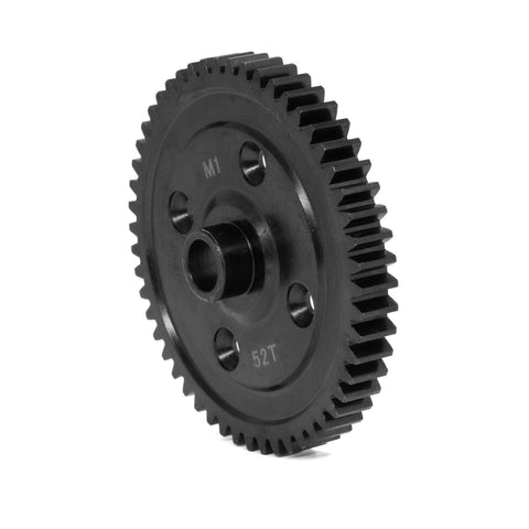 Side view of Beefy 52T M1.0 hardened steel spur gear upgrade part for One Eighth Sledge 4WD Monster Truck 9652X 95096 4 replacement gear.