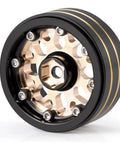 Brass 1.3 Inch RC Beadlock Wheels Rims Set For 1/18 TRX4M Ascent-18 And 1/24 AXIAL SCX24 AX24 Crawler Upgrades with black and brass finish