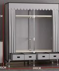 Heavy Duty Canvas Wardrobe Stack With Metal Hanging Rail And Deep Shelves, Nifty Freestanding Fabric Closet For Bedrooms, showcasing a freestanding wardrobe with hanging rail and storage drawers.