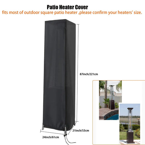 Beefy Waterproof Pyramid Patio Heater Cover With Zipper Fits Outdoor Propane Heaters 87 Inch Tall 21 Inch Wide Black