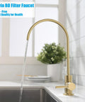 Brushed Gold Drinking Water Faucet For Kitchen Sink With Reverse Osmosis Filter, Lead Free Stainless Steel, PVD Spot Free Finish
