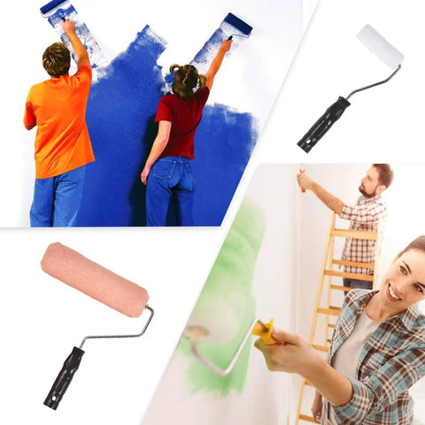 DIY Ready 17 Piece Paint Roller Kit With 9 Inch And 4 Inch Rollers, Trays, Frames, Microfiber Covers, Brushes, Self Dip Handle