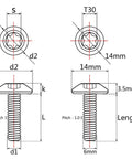 Diagram of Dope Titanium M6x20mm Button Torx Head Bolts Pack Of 4 For Bike And Motorcycle with dimensions and design details.