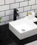 Square Bathroom Vessel Sink Porcelain Ceramic White Vanity Sink Above Counter Modern Sink For Cabinet Lavatory Hotel Style Art Basin