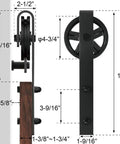 16Ft Sliding Barn Door Hardware Kit With Black Powder Coat 6Mm Thick Track Big Spoke Rollers Heavy Duty Industrial Grade System Door Not Included, black roller hanger dimensions