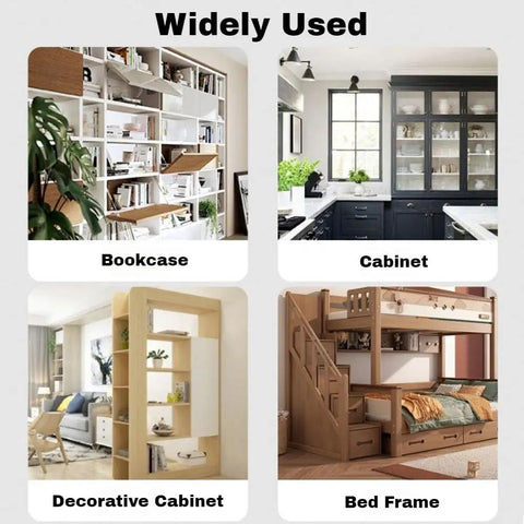 Four uses of Five Size Hardwood Wood Dowels Set M5 M6 M8 M10 M12 Beveled Ends Fluted Pins for cabinets, bookcases, and furniture projects