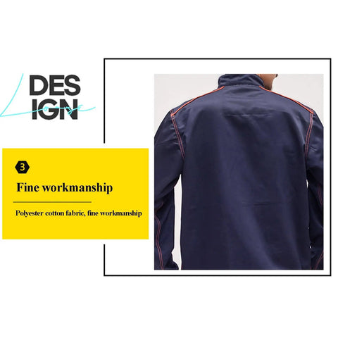 Back view of Mens Heavy Duty Long Sleeve Work Set With Strategic Multi Pocket Layout Durable Poly Cotton Blend Designed For The Daily Grind.