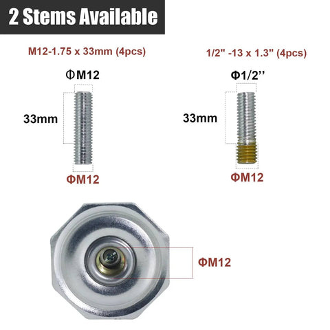 Four Pack Heavy Duty Leveling Casters Set With 580 Lb Capacity, Adjustable Height 0.2 In, 360 Degree Swivel, M12 And Half Inch Stems, Built For Workbenches, Machines, Equipment, And Heavy Furniture