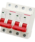 Super Rugged Manual Dual Power Transfer Switch Circuit Breaker 1P 2P Quick Gen Swaps Like A Champ For Garage Shop 63A model with red switches.
