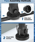 Two assembly methods for game changing trolling motor stabilizer with 180 degree rotation, screw and slide rail install