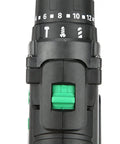 Close-up of the directional switch on the Professional Grade Heavy Duty Badass Cordless Drill 21V Electric Power Tool.