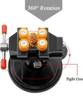 Top view of Universal Mini Drill Press Vise With Suction Cup Base 360 Degree Rotation And Quick Tighten Lightweight Aluminum Alloy.