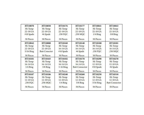 Chart of All In One 1200 Piece High Temp Crimp Wire Connector Kit 900 Degree Fahrenheit Nickel Plated Steel Ring Spade Butt Terminals