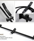 Total Game Changer In Wall Concealed Waterfall Shower System Solid Lead Free Copper Matte Black Vacuum Plated Finish sprayer and spout details.