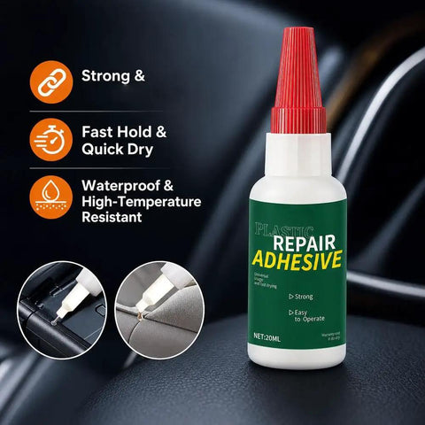 Heavy Duty Car Bumper Repair Adhesive And Quick Cure Auto Body Glue For Exterior Trim Sealing in a 20ml bottle with easy applicator.