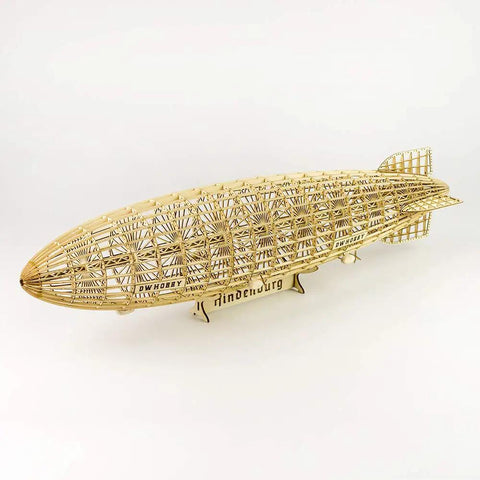 Unassembled Hindenburg Zeppelin airship model kit in 1:453 scale with laser-cut wood puzzle for adults, realistic 3D build