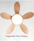 YPDJVLTI Ceiling Fans Lights 42-52Inch LED Ceiling Lamp with wooden blades and a circular acrylic light shade.