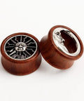 Sun Moon Organic Wood Saddle Ear Plugs Set Eight Pairs For Tunnels And Piercings Gift Box Finely Polished Easy Insertion Harmless To Skin Sizes From 8mm To 24mm